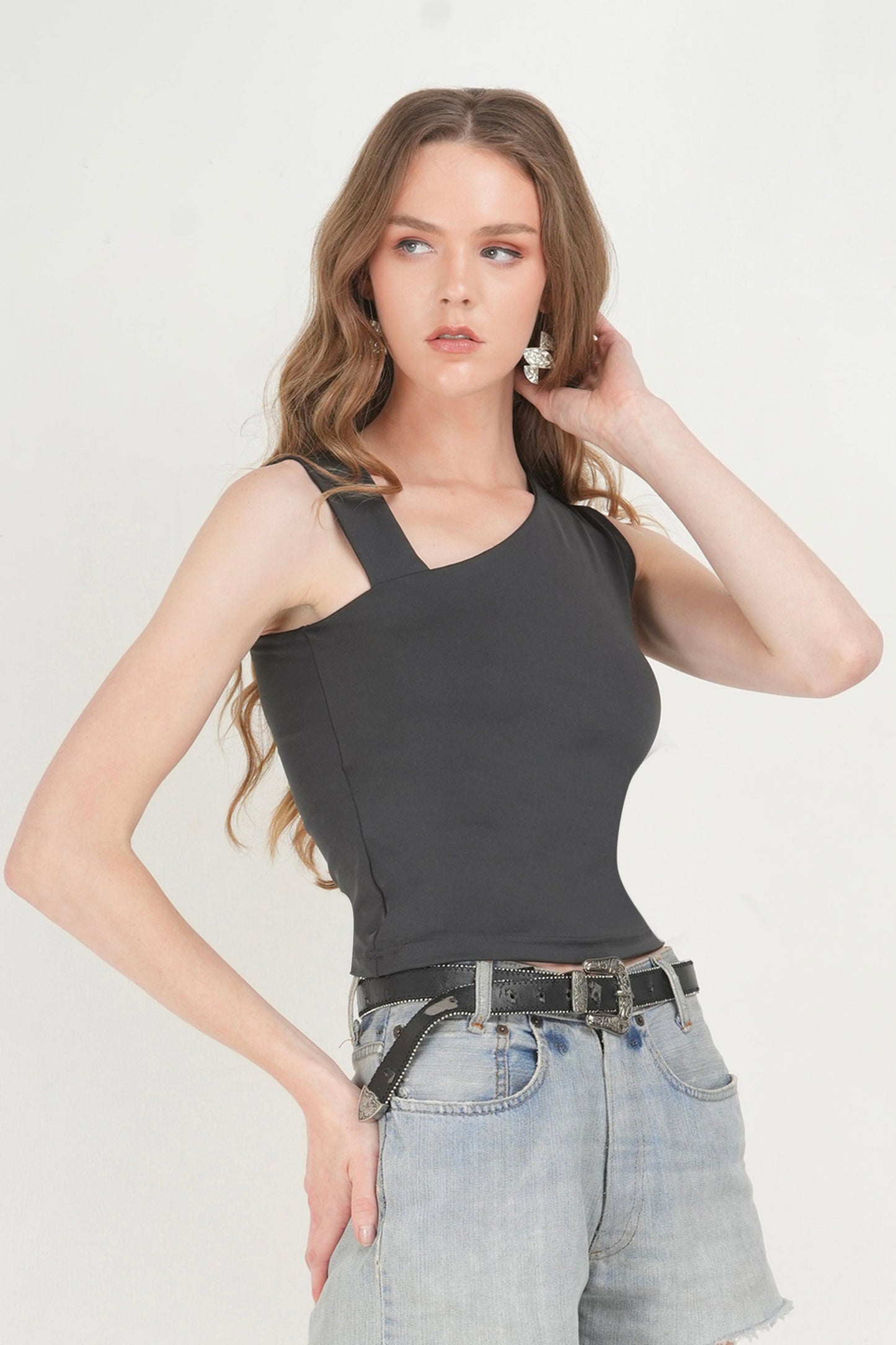 Gray Offside Top