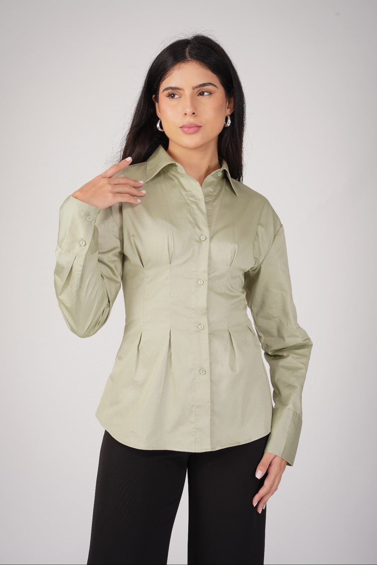 The Cinch Shirt - Sage Green