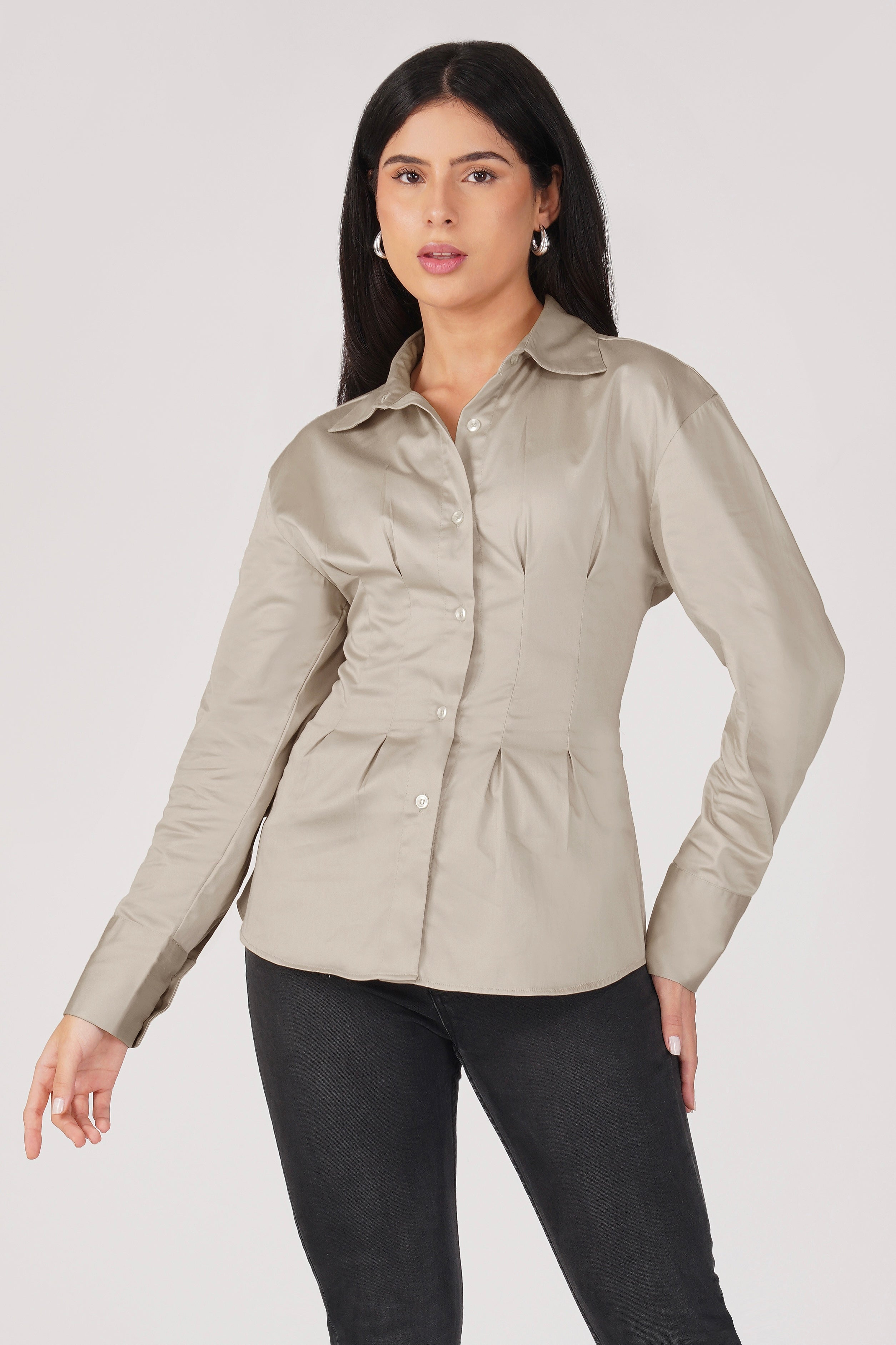 The Cinch Shirt - Beige