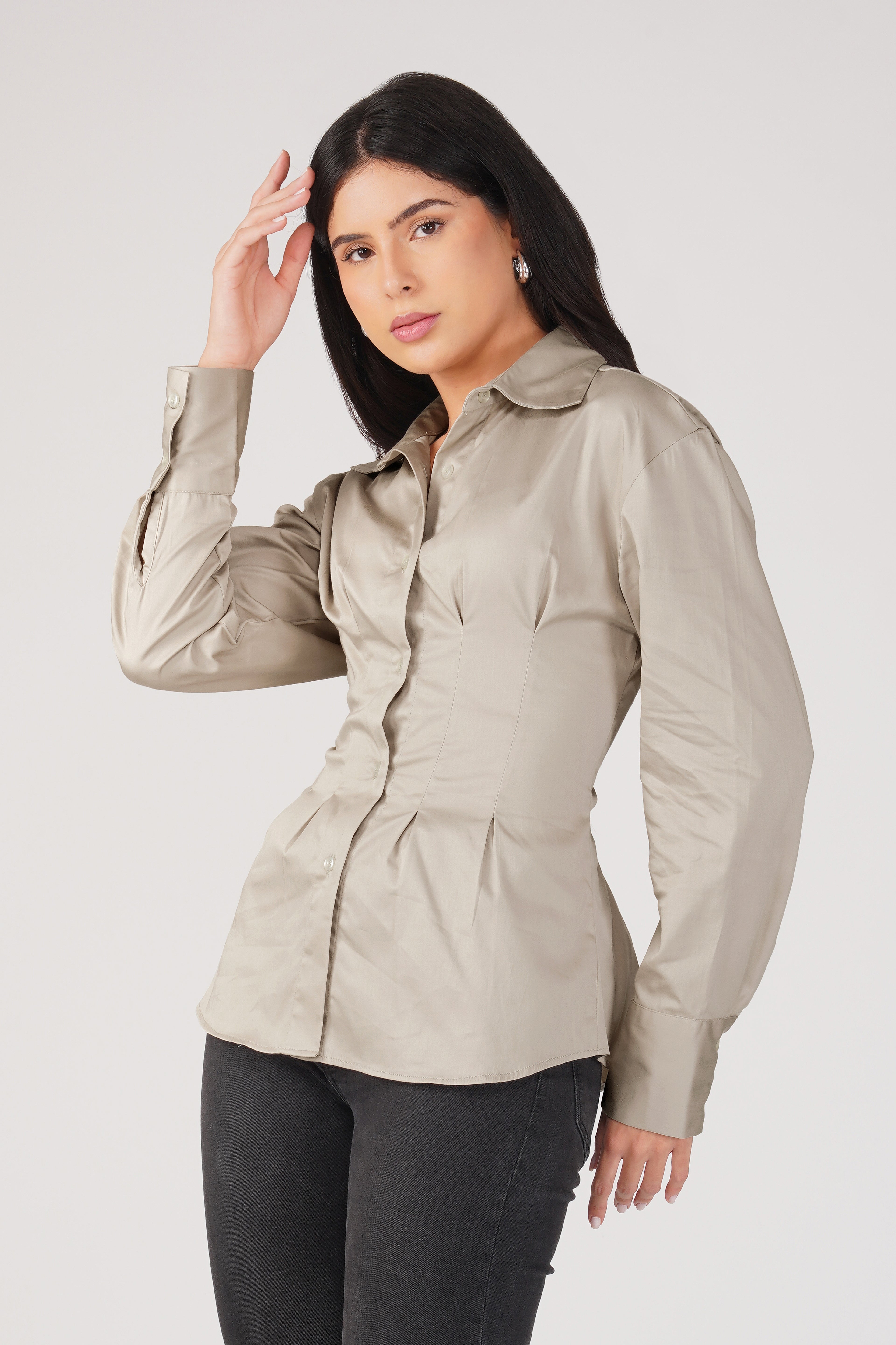 The Cinch Shirt - Beige