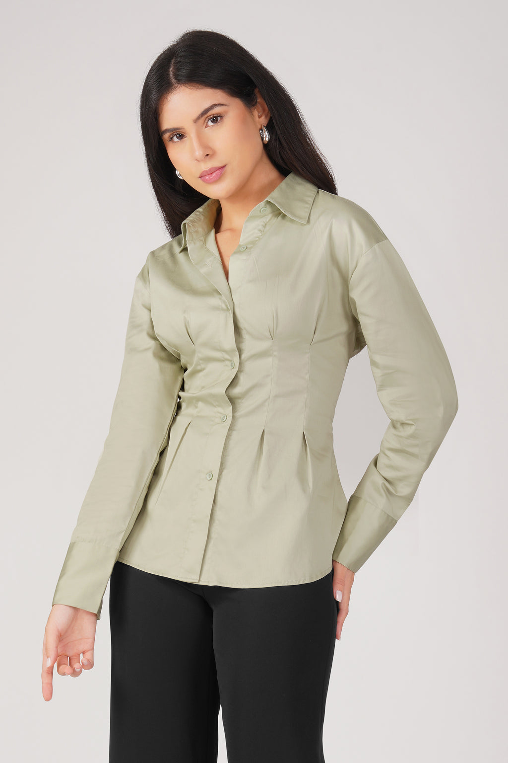 The Cinch Shirt - Sage Green